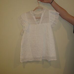 White waffle blouse